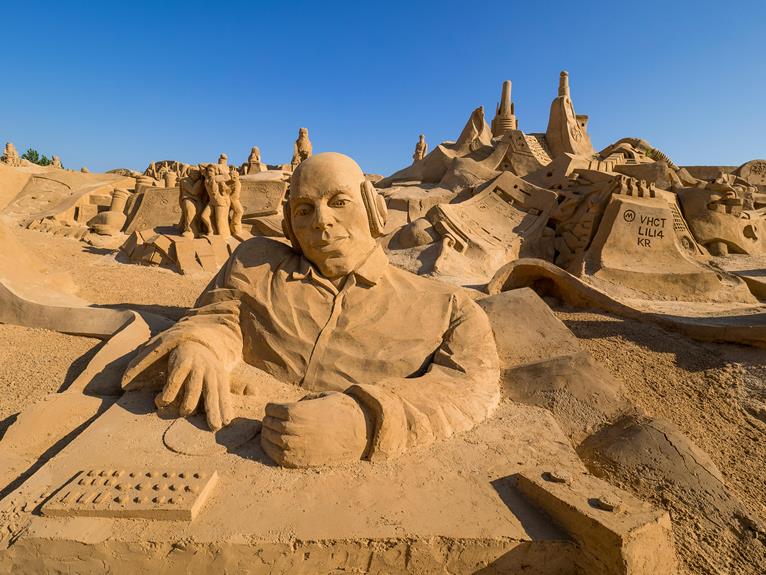 beach sandcastle building fun